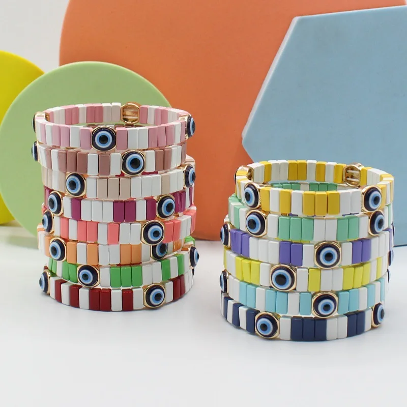 

2025 Niche Design Sapphire Glamour Eye Hand Enamel Woman Bohemian Bracelet. Holiday Gifts