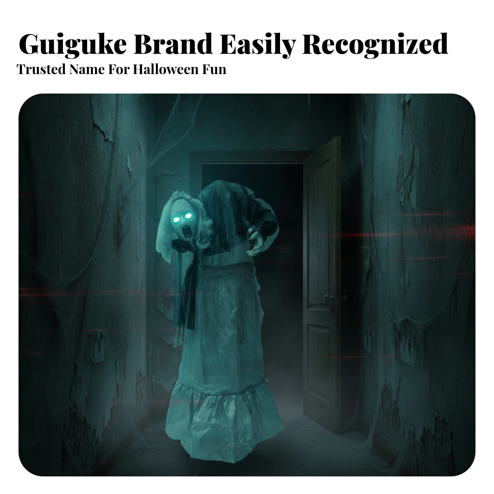 Reusable Stable Base Electric Ghost Decoration Standing Ghost Decoration Sound-Activated for Indoor Display