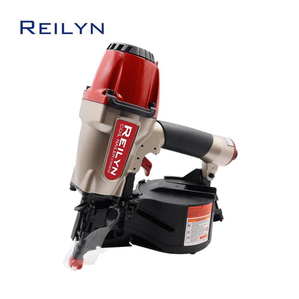 Reilyn Coil Nail Gun CN565B 15 Degree Flat wire welded Pneumatic Nailer for Roofing Sheathing Siding Board Woodworking Tools