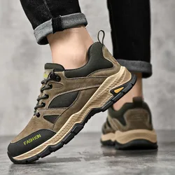 Men Sneakers Casual Breathable Hiking Walking Shoes Man Outdoor Fashion Leather Anti-slip Climbing Trekking Sneakers Footwears