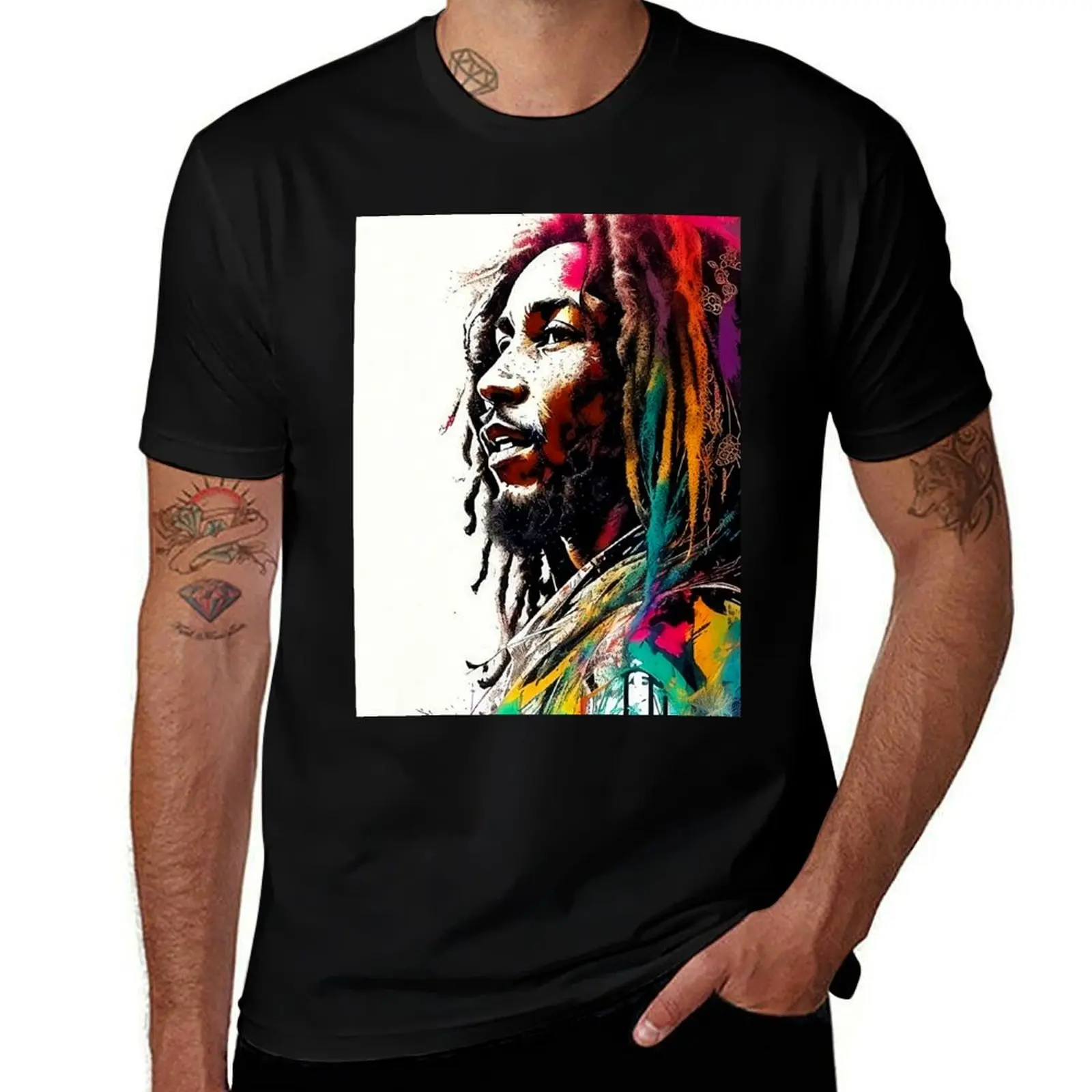 Vibrant Bob Marley T-Shirt anime t shirts oversize man tshirt t shirts designer T-Shirt