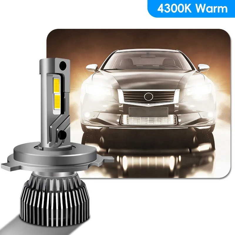 

Двухтрубные светодиодные лампы для авто H4 4300K теплый желтый свет, H7 теплый белый свет, 9005 H1 LED, 880 противотуманные фары
