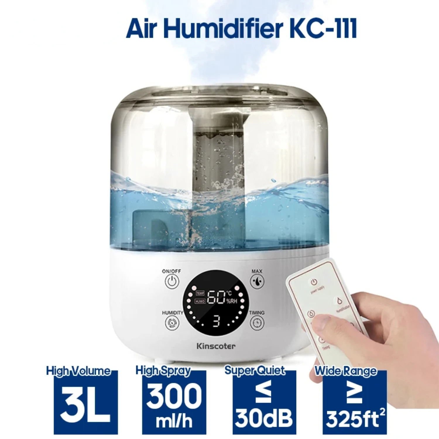 Humidificador de aire de 3L, humidificador profesional de gran capacidad, difusor de niebla para plantas con temporizador de Control remoto