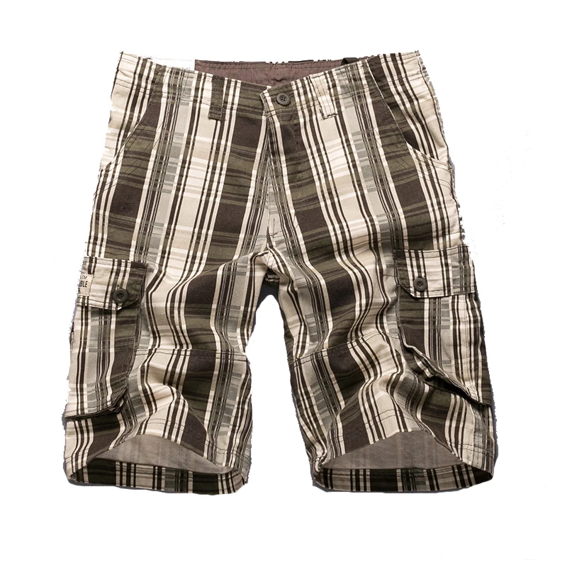 New Fashion Plaid Cargo Shorts Men\'s Beach Shorts High Quality Summer Casual Shorts