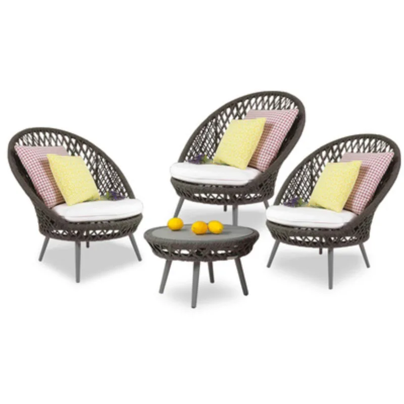 Nordic outdoor rattan sofa coffee table three-piece set, courtyard balcony waterproof leisure single rattan chair
