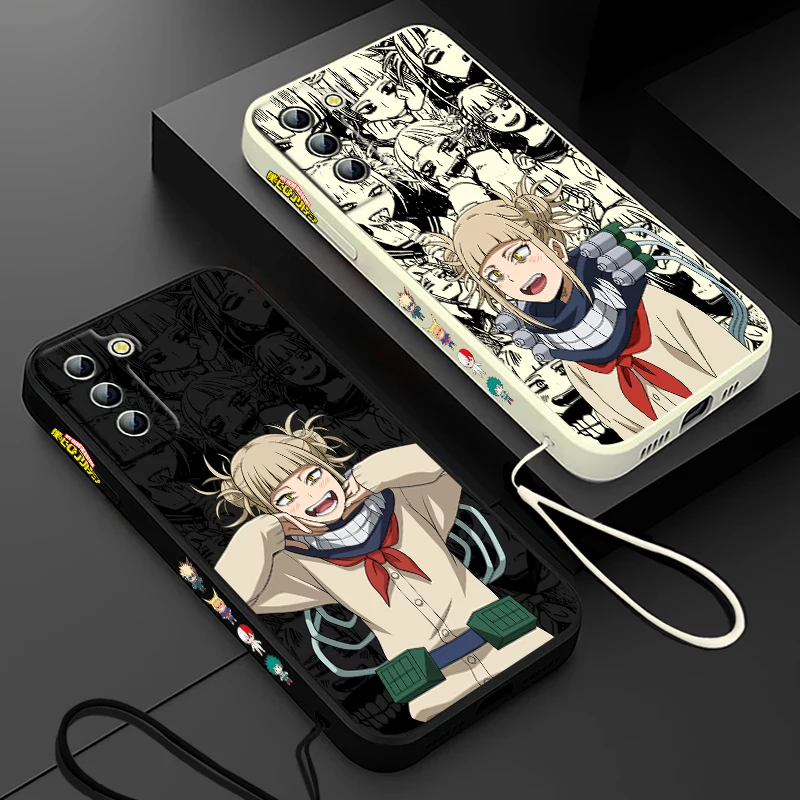 My Hero Anime Himiko Toga Phone Case For Samsung Galaxy S24 S23 S22 S21 S20 Pro FE Plus Ultra Liquid Left Rope Cover