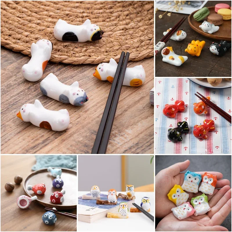 Cute Cat Ceramic Chopsticks Holder Stand Fine Design Chopstick Rack Pillow Care Rest Japanese Style Kitchen Tableware Tools New