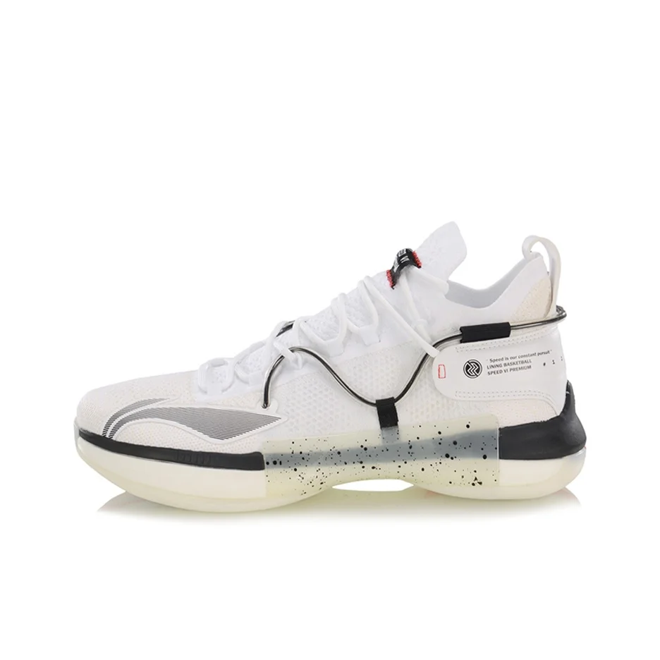 Li Ning Speed 6 Oreo Slip Resistant Abrasion Resistant Mid top Basketball Shoes Men's Black White ABAP071-3