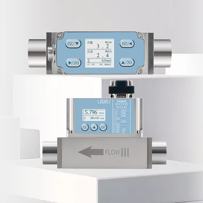 High Precision Thermal Mass Gas Flow Meter for Natural Gas/LPG/Diesel, Digital Display, 420mA Output, RS485 Modbus, DN25-DN100