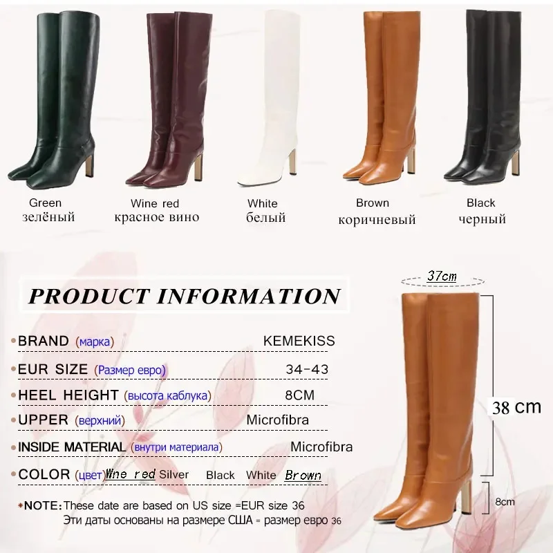 Taoffen Plus Size 35-42 Knee High Boots Women New Design Winter Shoes Women Fashion Super High Heel Botas Woman Footwear