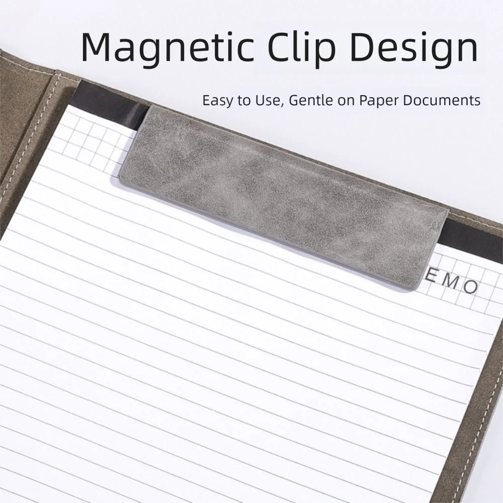 Multifunctional A4 Conference Folder File Storage Vintage Clipboard Leather File Folders with Magnetic Clip Portable
