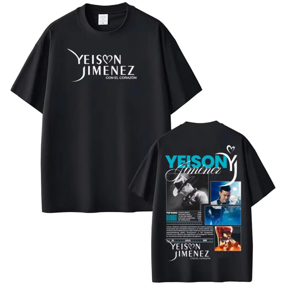 Camiseta estampada de la gira del álbum de Yeison Jimenez, camisetas de hip-hop para hombre y mujer, camisetas góticas de manga corta de verano, camisetas punk, ropa de calle