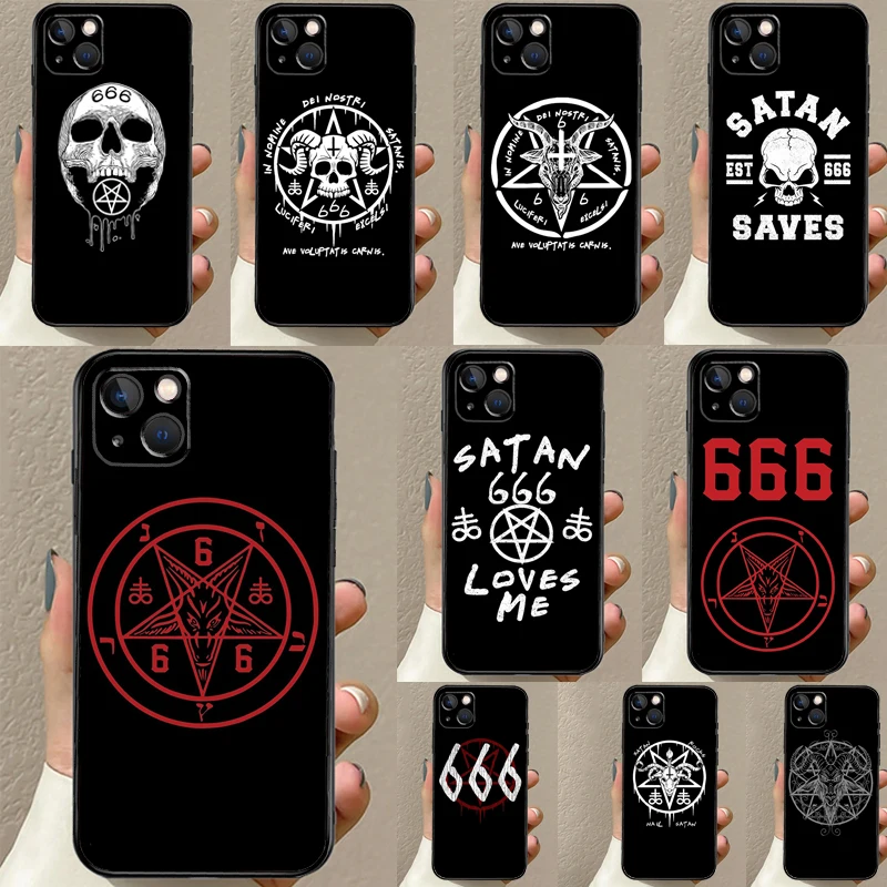 Pentagram 666 Demonic Satanic Case For iPhone 16 15 14 13 Pro Max 12 Pro Max Mini 11 Pro Max XS X XR Plus Cover Shell