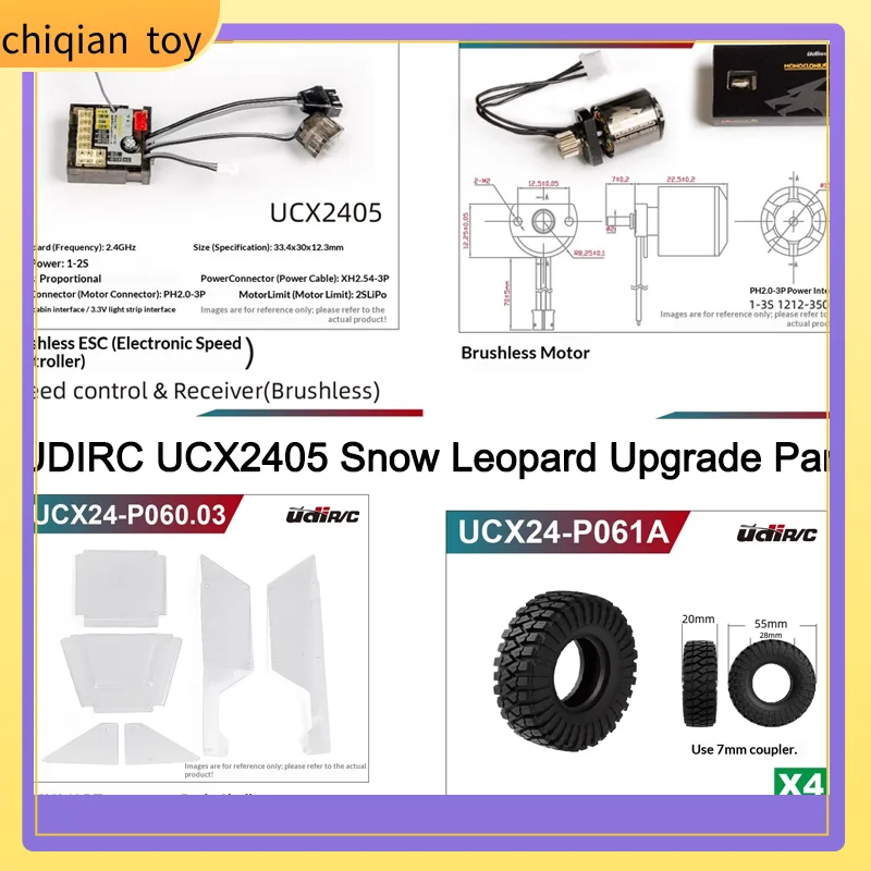 Udirc Ucx2405 Snow Leopard Upgrade Accessories Climbing Car Modification Parts Metal Wheel Hub Car Shell Accessories Set