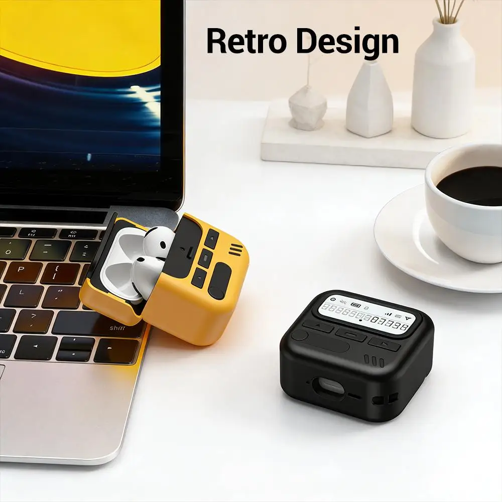 XDcase Retro Pager Design PC Hybrid TPU Earbuds Case Earphone Compartment Protective Cover For AirPods Pro 2 / 1, For AirPods 4 view 3