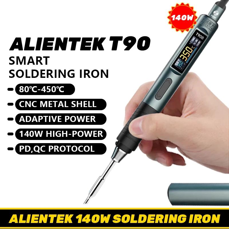 ALIENTEK T90 Smart Soldering Iron 140W Portable Digital Display Automatic Sleep PCB Precision Soldering Iron Repair Tool Kit