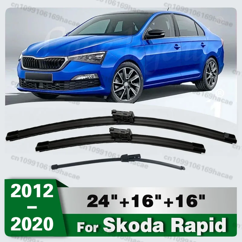 Wiper LHD Front & Rear Wiper Blades Set For Skoda Rapid 2012 - 2020 Windscreen Windshield Window Brushes 24