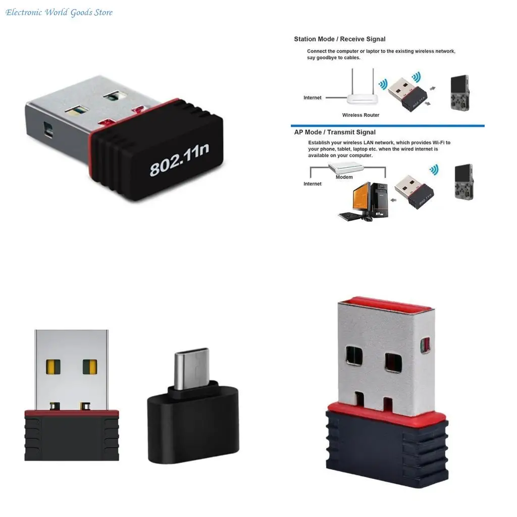 A3PD Universal WiFi Adapter Featuring OTG Connector and RTL8188FTV Chip for Consoles