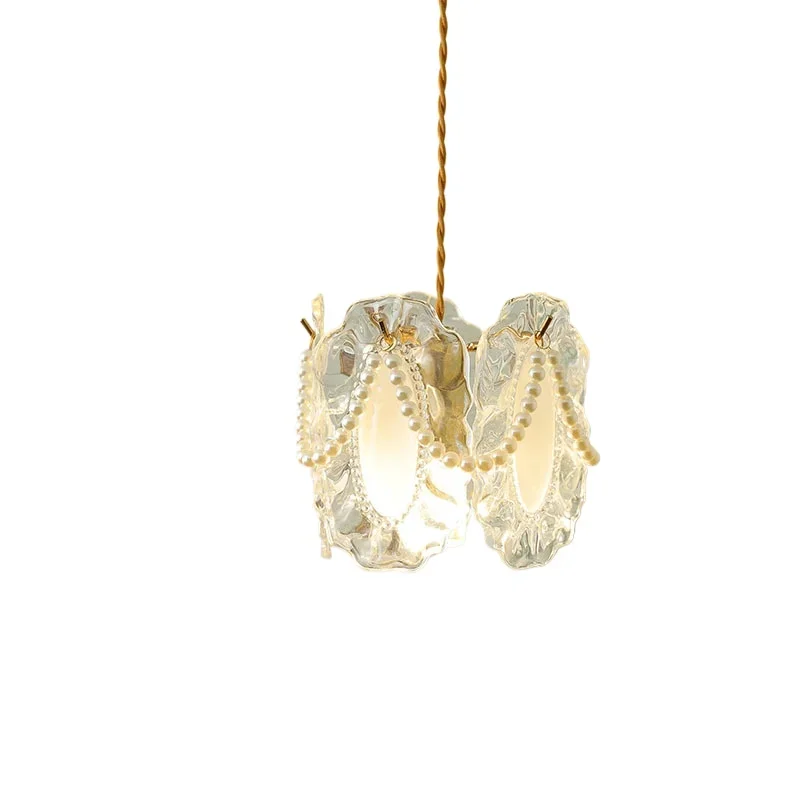 

Crystal chandelier cream wind, design sense pearl French, modern simple and warm lamps, romantic bedroom bedside main lamp