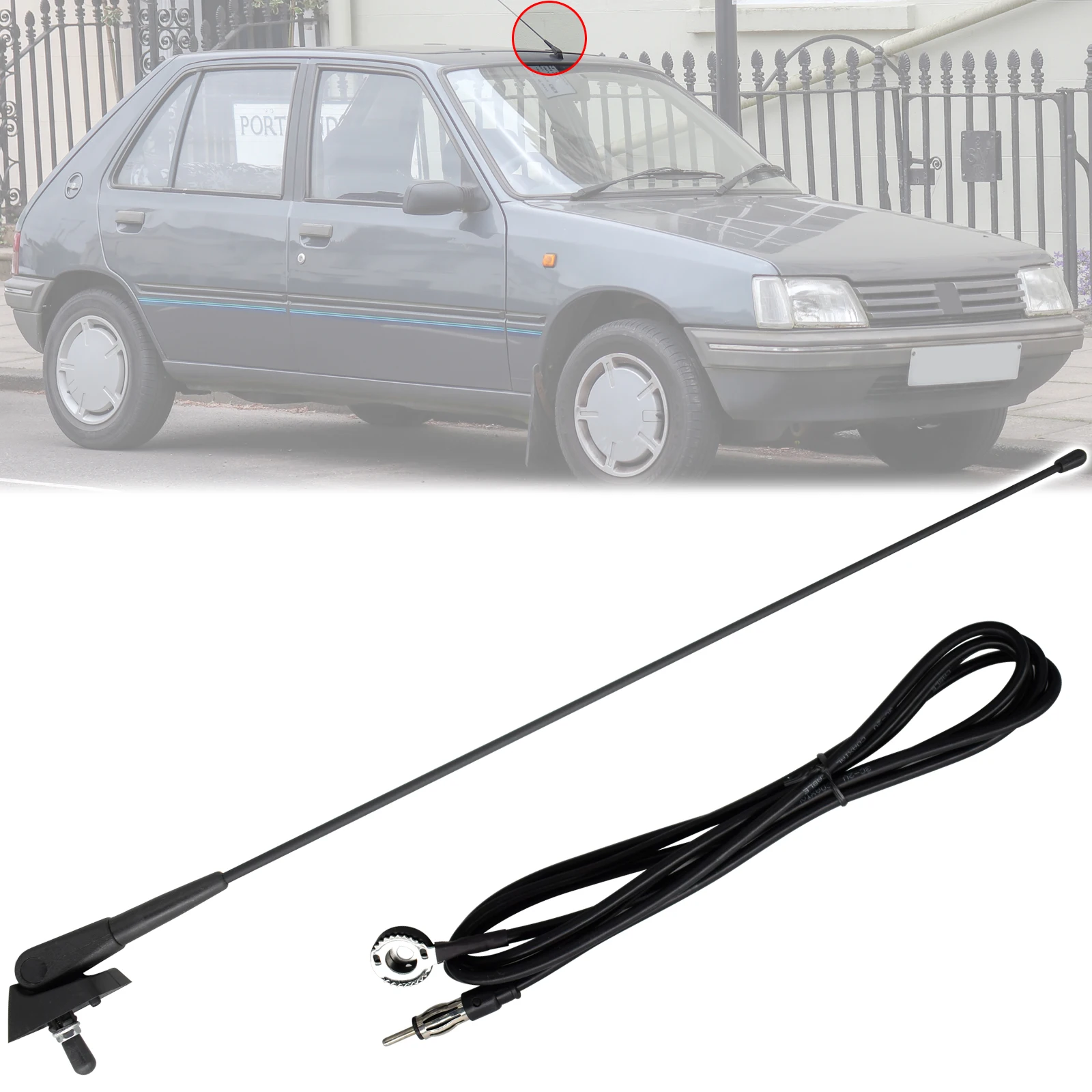 For Peugeot 106 205 206 306 309 405 406 806 Citroen Berlingo Xantia Roof Mount Antenna Aerial Aerials Base Mast Cable  Amplifier