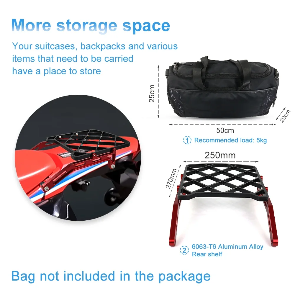 Fit For HONDA CRF300L 2021-2025 CRF 300 L Rack Cargo Rack Carrier Mount Backrest Shelf Holder Motorcycle Luggage Holder Bracket