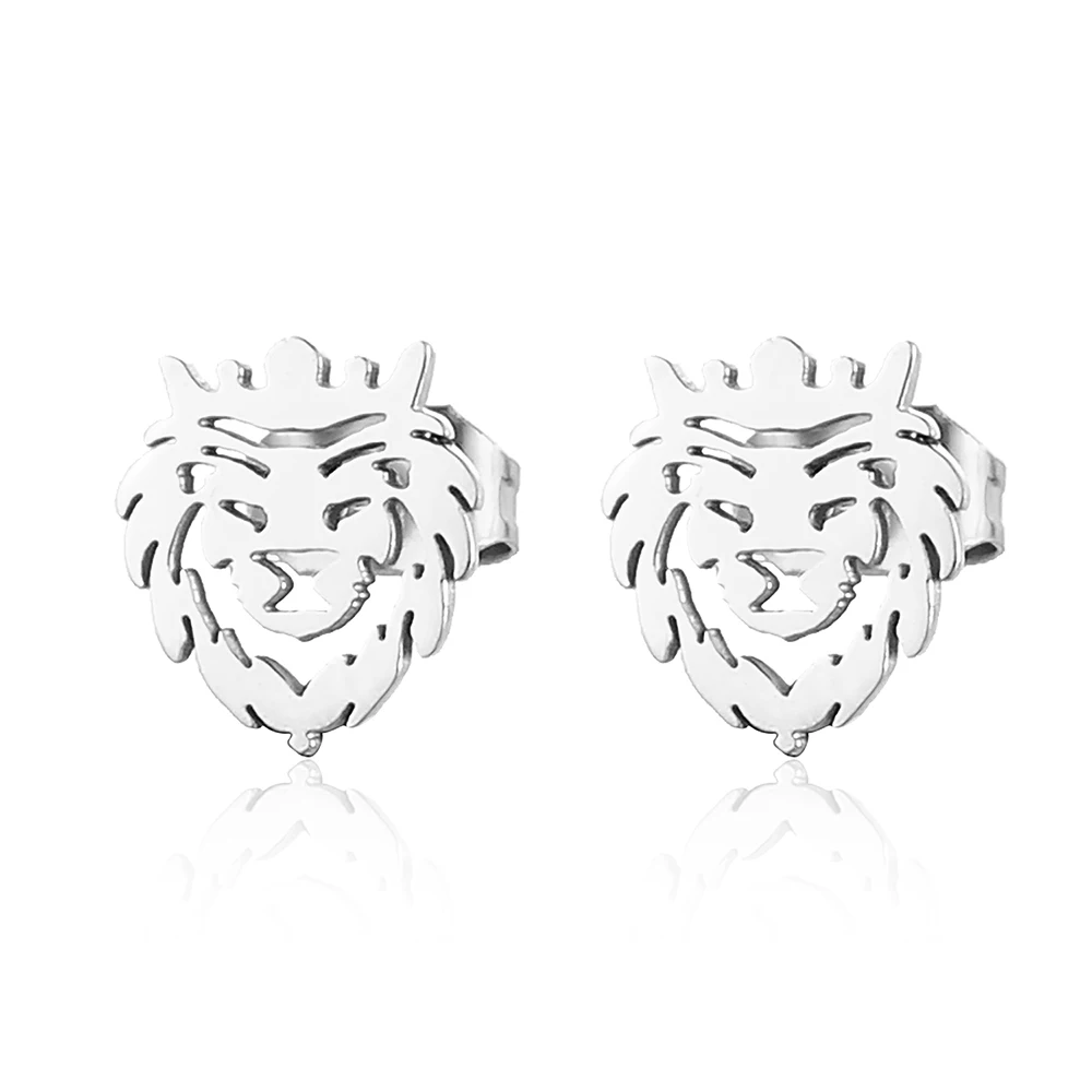 Stainless Steel Lion Forest Delicate Fashion Stud Earrings Jewelry Gift For Women