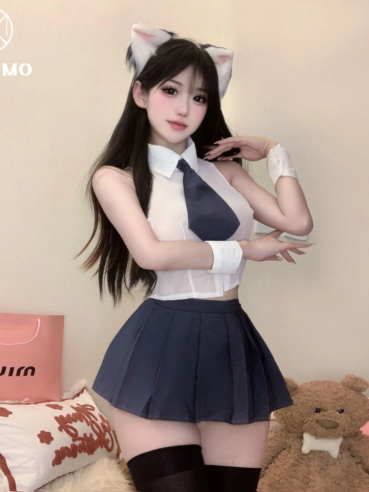 Student Chiffon Shirt Split Uniforms Underwear Pure Desire Academy JK Short Skirt Set Slim Fit Waist Appear Thin Summer UEX2