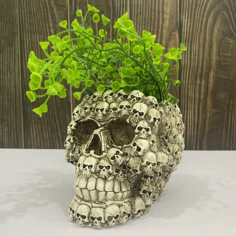 

Halloween Skull Flower Pot Ornament Statue Succulent Pot Plant Pot Crafts Desktop Decoration