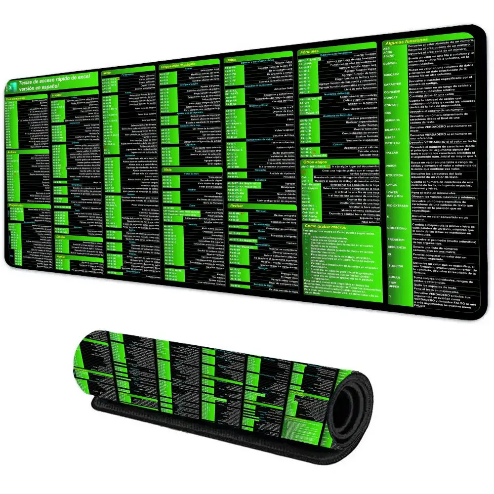 CoolSpanish EXECL Shortcut Keys Mouse Pad Gamer Office Accessories Pc Cabinet Games Desk Mat Computer Desks Keyboard Gaming Mats