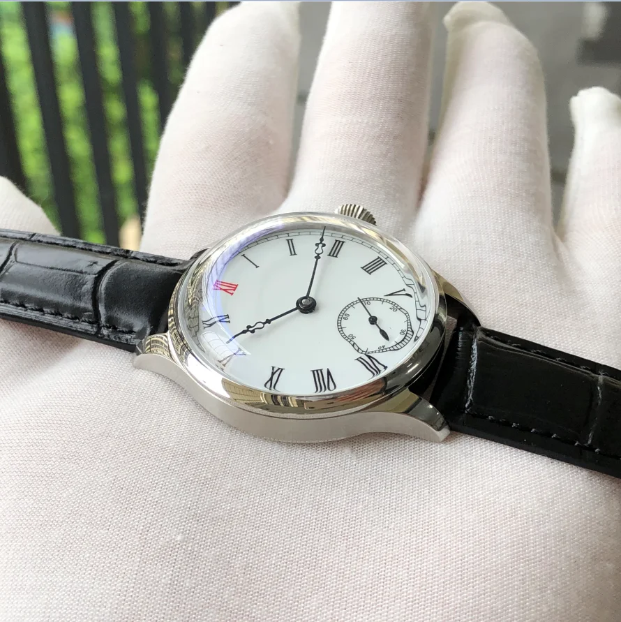 41mm  No Logo White Enamel Dial  ST3621 Watch Mechanical Wind Movement Spherical Crystal Pilot Men\'s Watches GR02-22