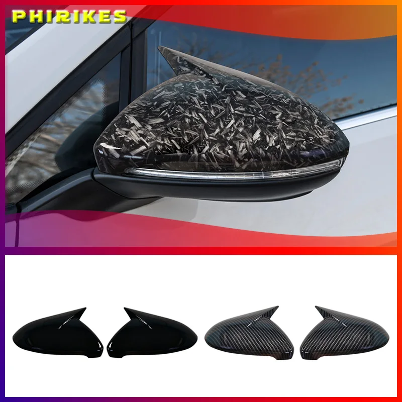 

1 Pair For VW Golf 7 2014-2020 Replacement carbon Black Side Rearview Mirror Cover Caps