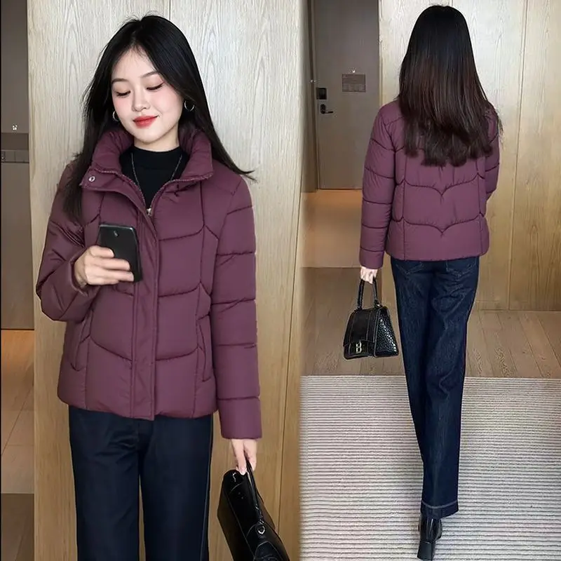 2025 nueva chaqueta de algodón, estilo corto para mujer, moda, gruesa, cálida, estilo coreano de invierno, mujer de algodón versátil
