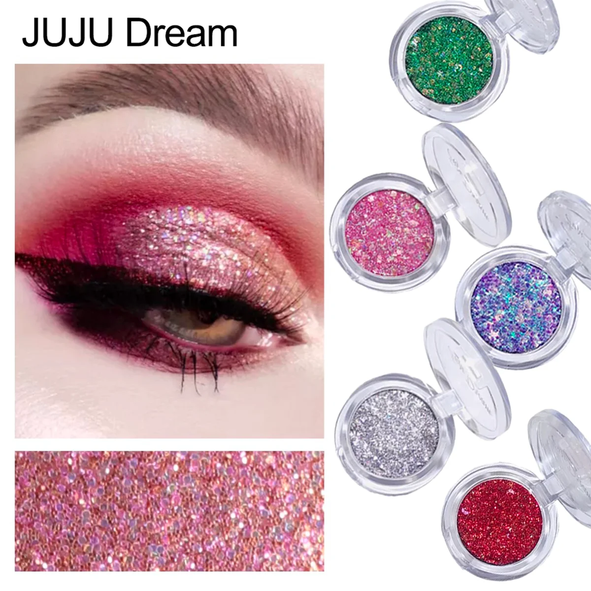 モノクログリッターアイシャドウ – マーメイドシマー、コンパクト&ポータブル、マルチカラーオプション、ウォータープルーフ、認定済み、ビーガン、簡単にブレンド可能