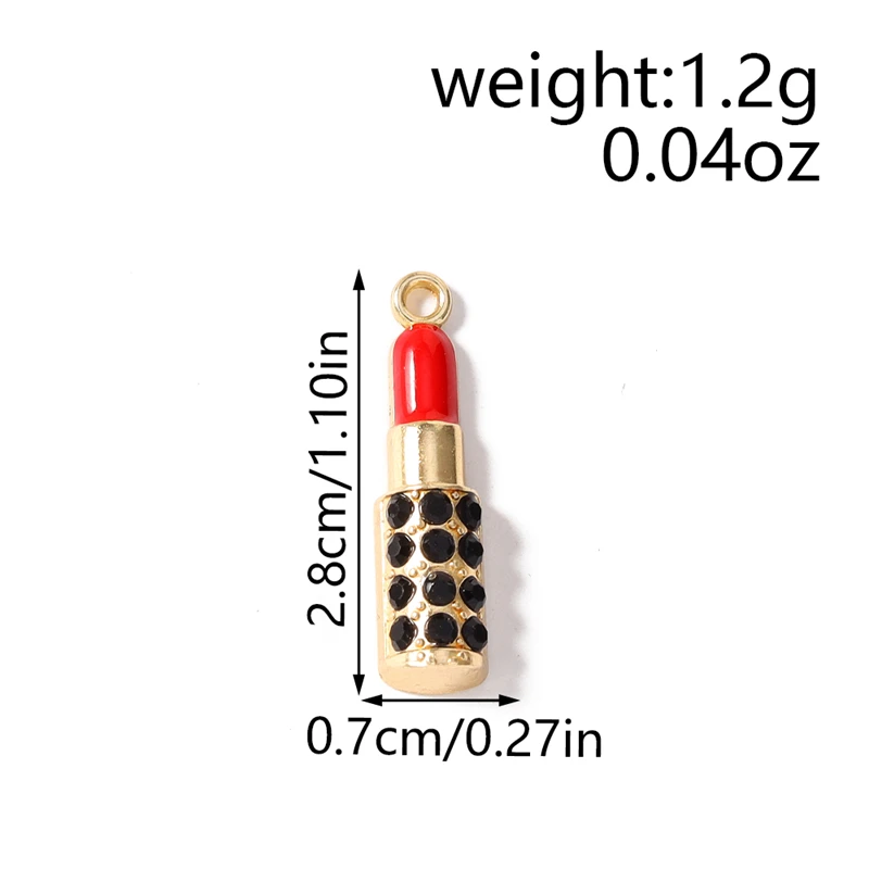 10 Stück Niedliche Emaille-Anhänger in Form von Lippenstiften und High Heels für Schmuckherstellung, Ohrringe, Halsketten, DIY-Bastelbedarf – Detail 10