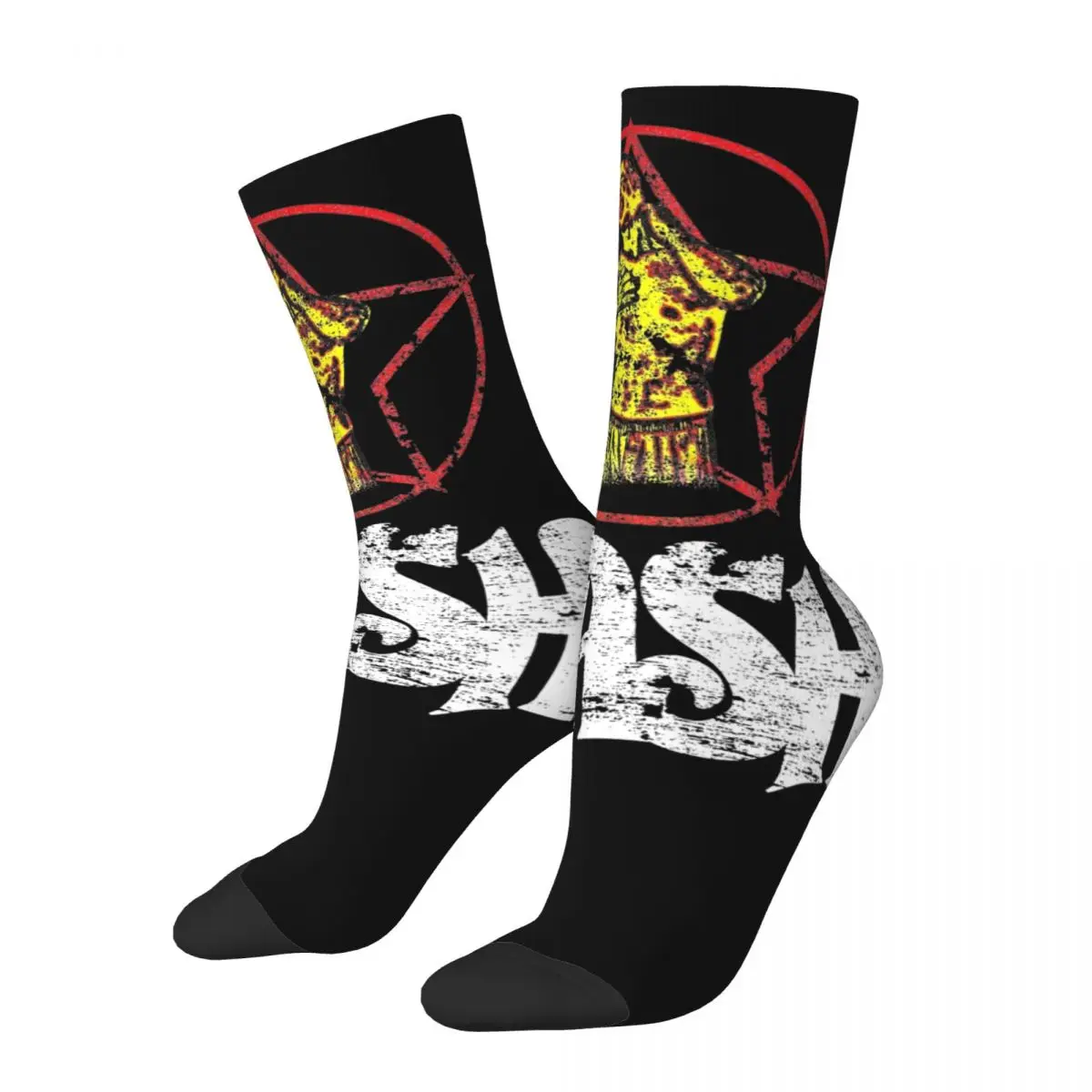 Rush Socks Men's Women's Polyester Funny Happy Band Socks Novelty Spring Summer Autumn Winter Middle Tube Stockings Gifts