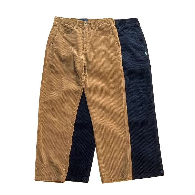 5099# Autumn and Winter New American Retro Heavyweight Corduroy Cargo Pants Men's 100% Cotton Washed Casual Straight Trousers