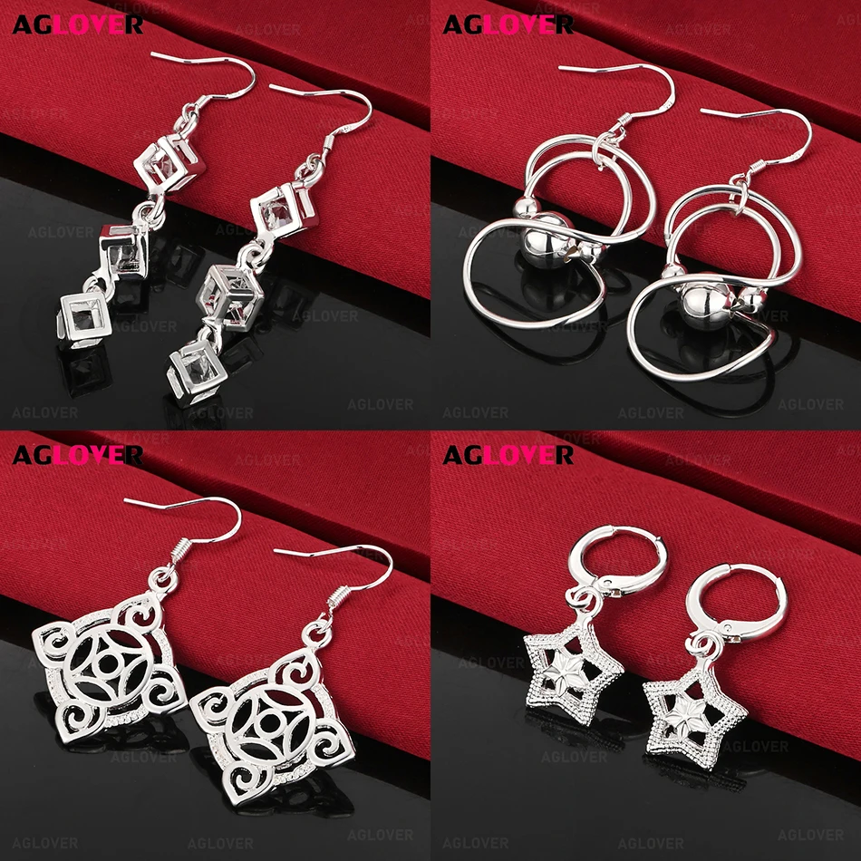 

AGLOVER 925 Sterling Silver Three-Ball Irregular 8-Shaped Earrings For Women, Elegant And Cute Party Holiday Gift Jewelry