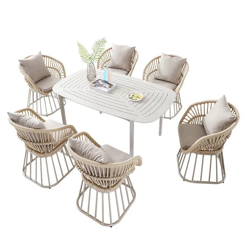 

Outdoor rattan casual single dining table and chair combination, terrace waterproof and sunscreen rattan chair