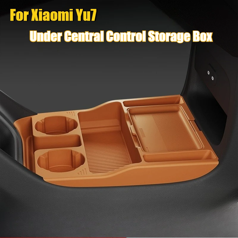 

Для Xiaomi YU7 Автомобильный ящик для хранения под центральным управлением, силиконовый нижний подлокотник, чехол-органайзер с крышкой, подстаканник