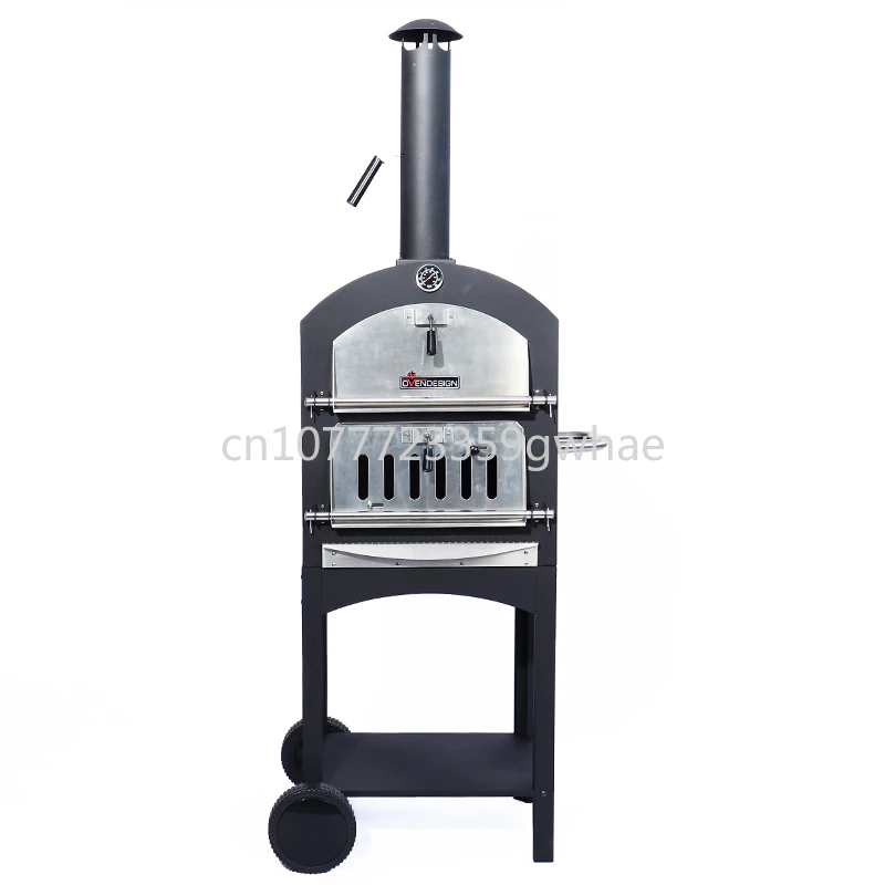 

Double-Deck Commercial Freestanding Portable Wood-Burning Pizza Oven Lar BBQ Grill