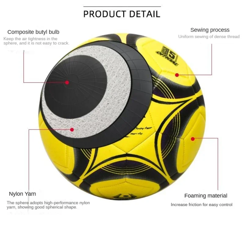 Professional Competition Football Double Layer Explosion-proof Durable Teaching Ball Size 5 Soccer Training Equipment Accesorios
