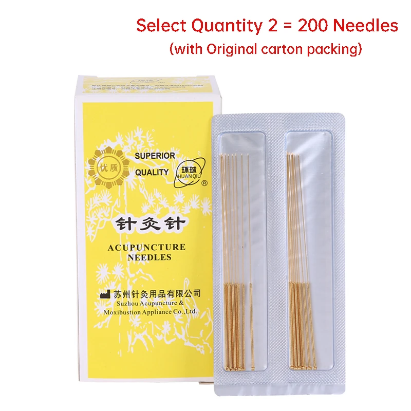 100pcs/lot All Gold-plated Surface Stell Acupuncture Needle Low  Allergy Individual Package (Gold Painted Needles)