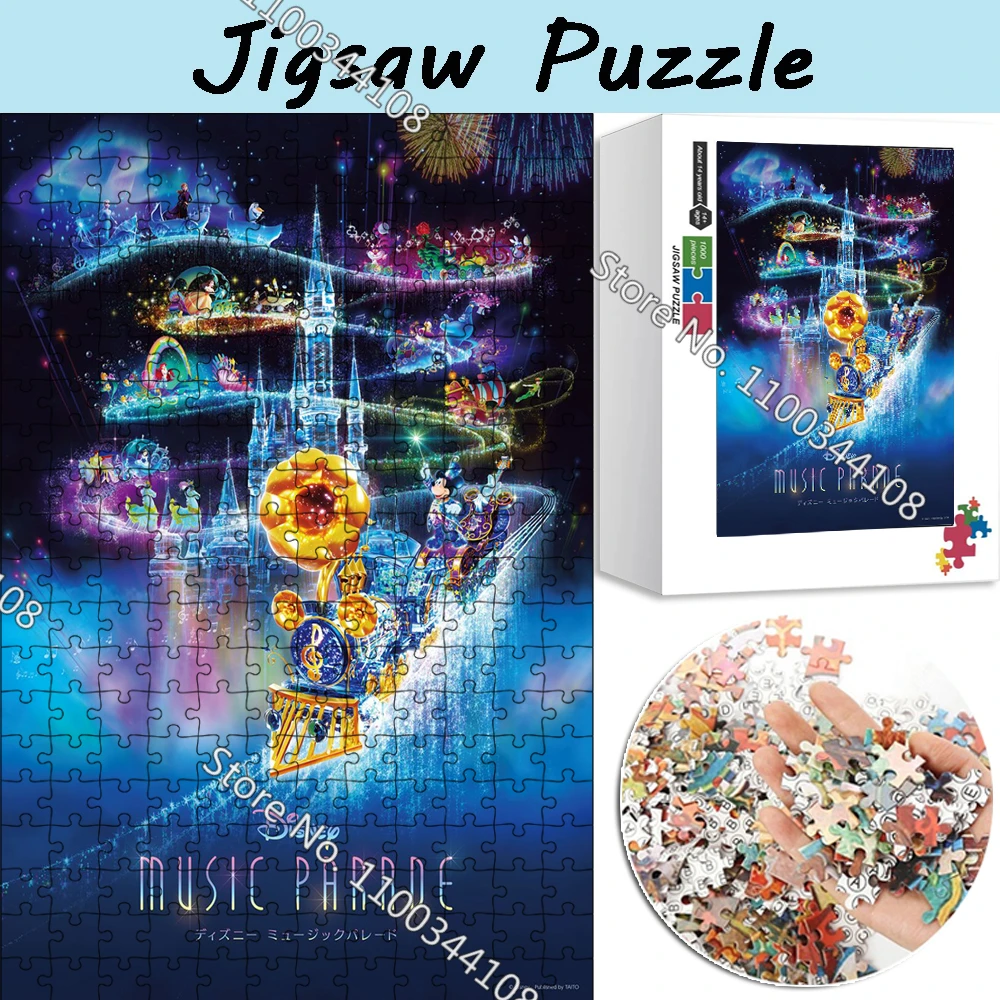 Disney Music Parade Jigsaw Puzzle Fireworks Party Mickey Mouse 1000 Pieces Puzzles Children's Handmade Toys Adult Creative Gifts