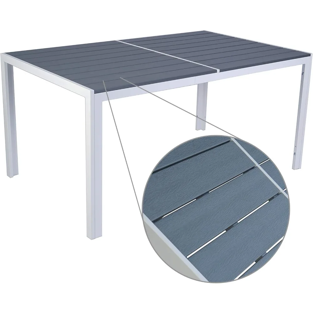 

Coolmen Outdoor Patio Indoor Dining Table Rectangle 35.6'x58.9' and Wood Like Laminate Table Top for 6 Person Porch Deck Garden