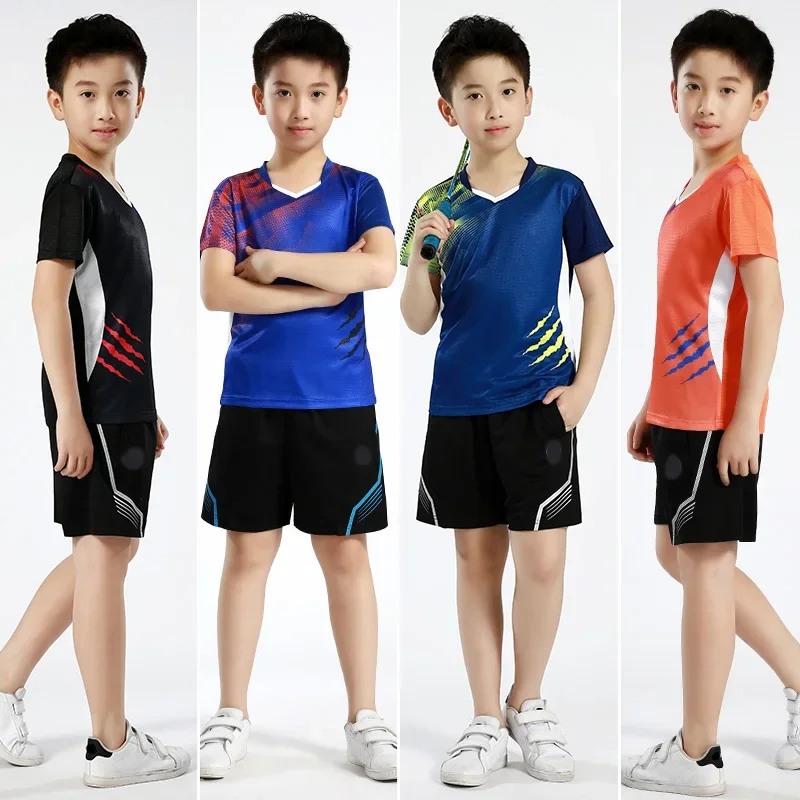 

New Tennis Clothes Kids Badminton Table Tennis Shirts Boys Running Exercise T-Shirts Sportswear For Children