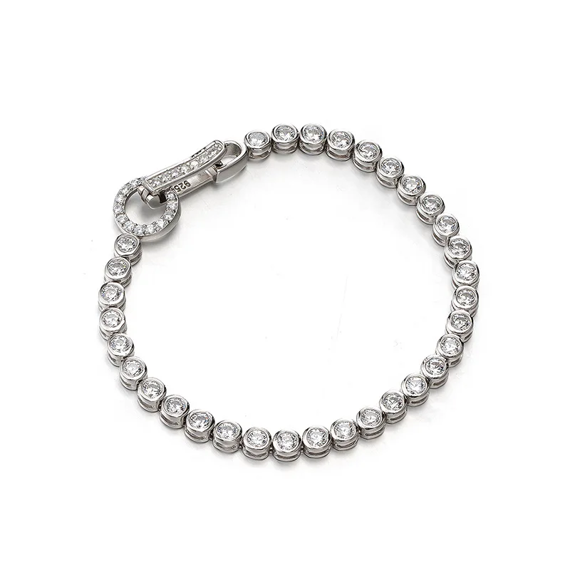 

EUREKA 100% 925 Sterling Silver Create Moissanite Party Fashion Women's Chain Bracelet Boutique Jewelry Wedding Ring