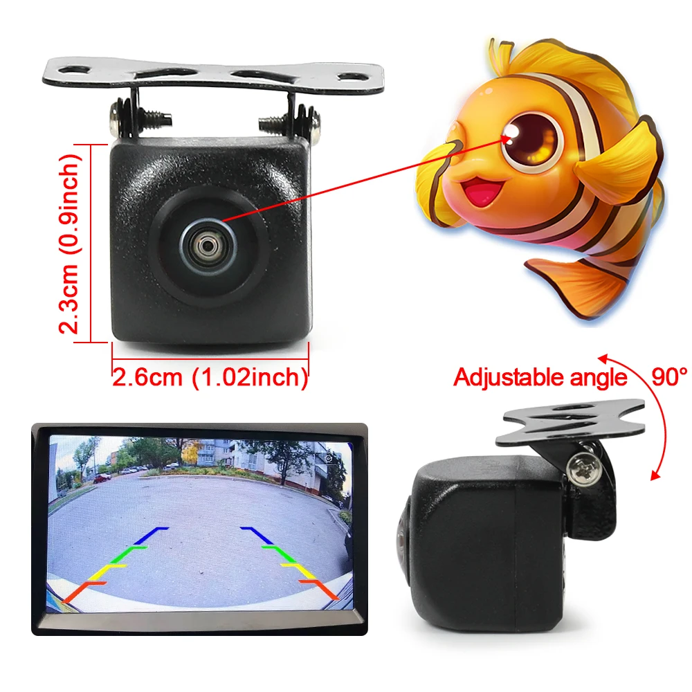 Carsanbo HD 1080P 170° Car Rearview Backup Camera with Reference Line IP67 Waterproof Night Vision Adjustable Angle Front Camera
