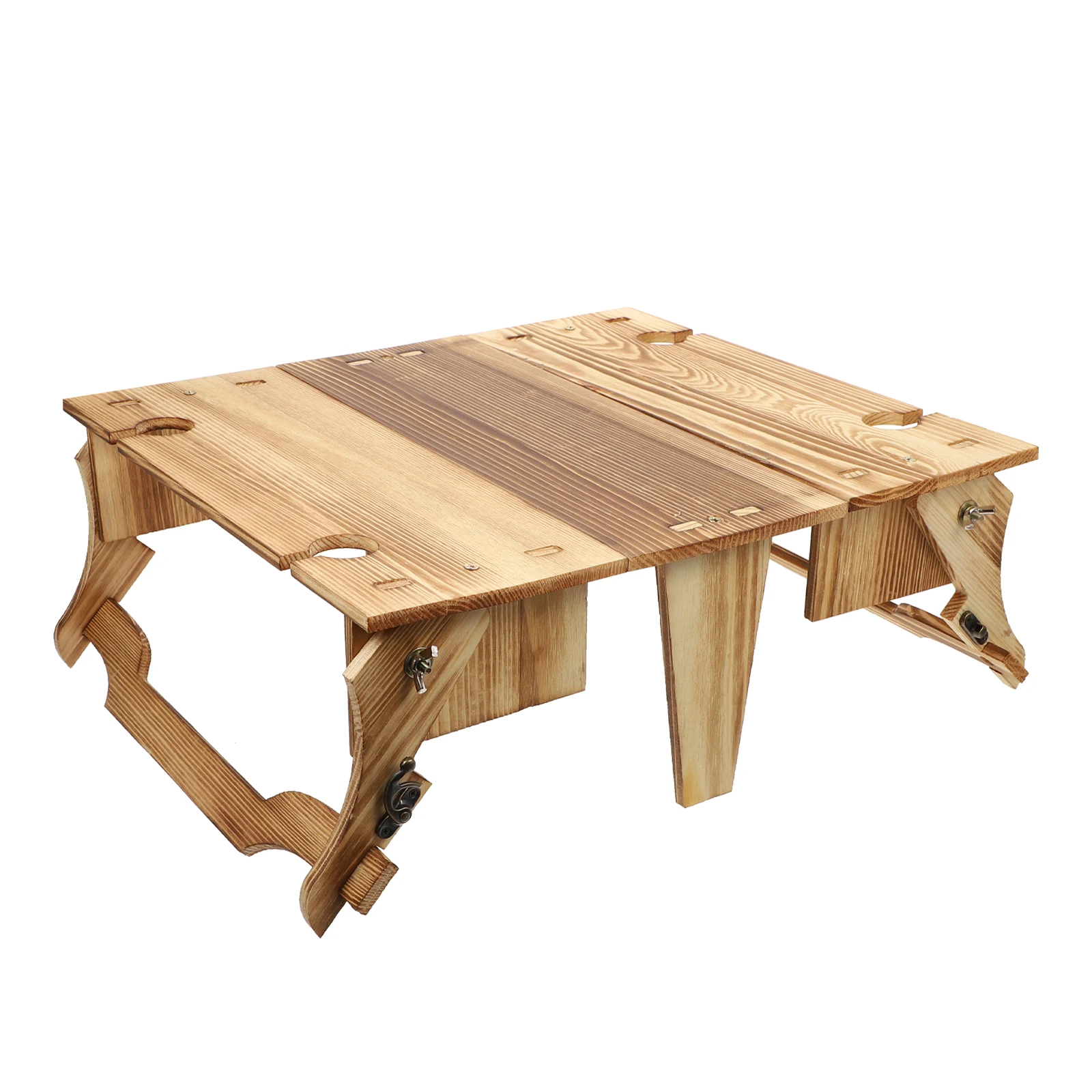 

Folding Picnic Basket Table Portable Wood Desk Camping Travel Outdoor Random Color Stable Small Table