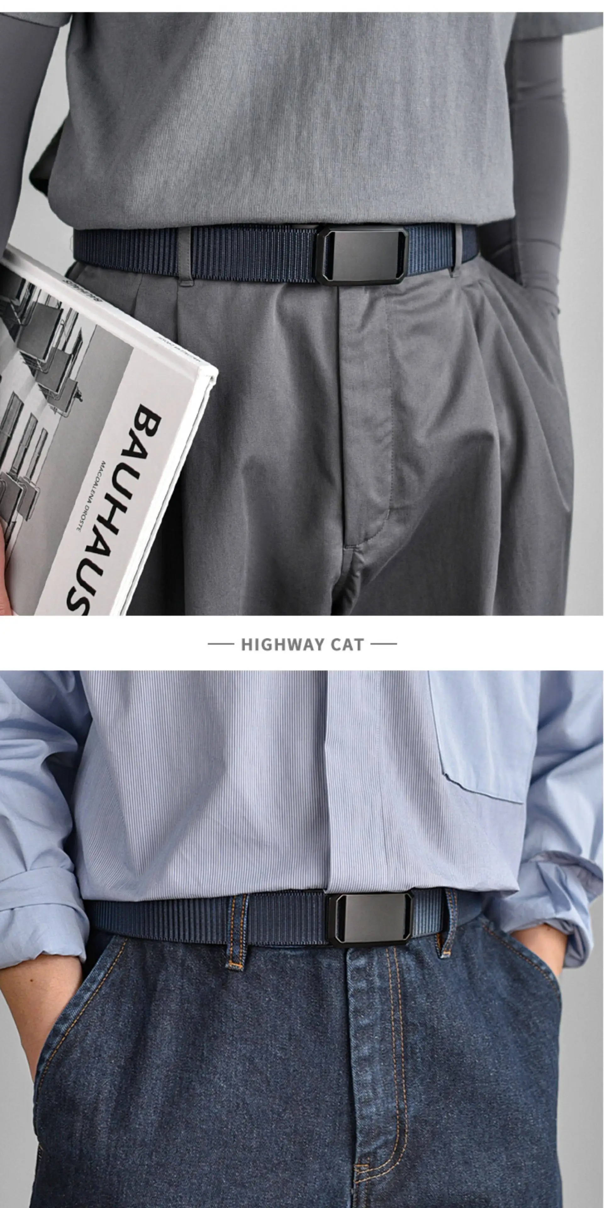 Men's Automatic Buckle Belt Casual Big Size Korean Fashion Hongik University Streetwear Daily Wear Belt