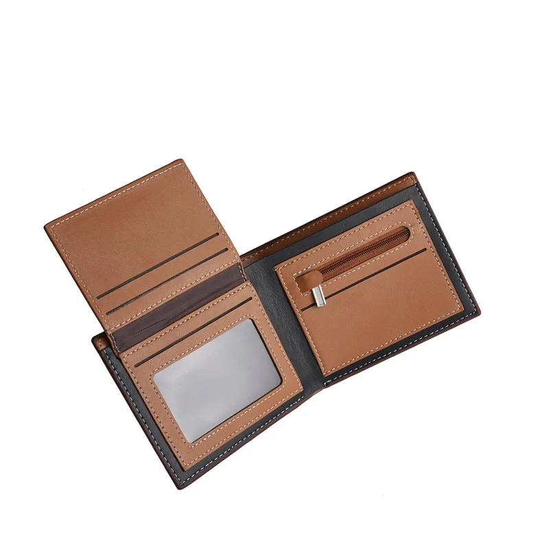 Cartera corta para hombre de piel sintética con múltiples ranuras para tarjetas para tarjetas de crédito y identificación, cartera informal de negocios Retro con doble pliegue